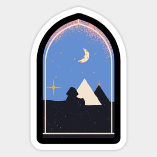 Egyptian Night Sphinx Moon Pyramid Sticker